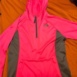 The North Face Vibrant Pink and Charcoal Hoodie